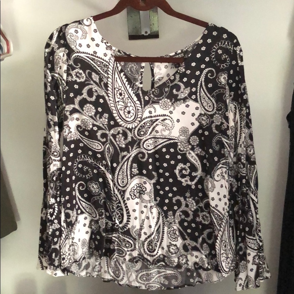Black and white paisley blouse